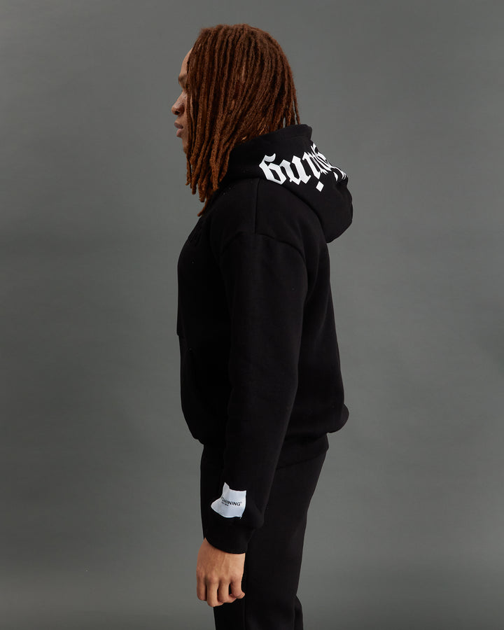 STAYSHINING BLACK EMB HOODIE