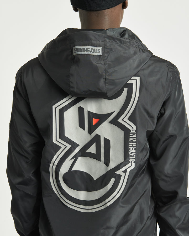 Obsidian black windbreaker