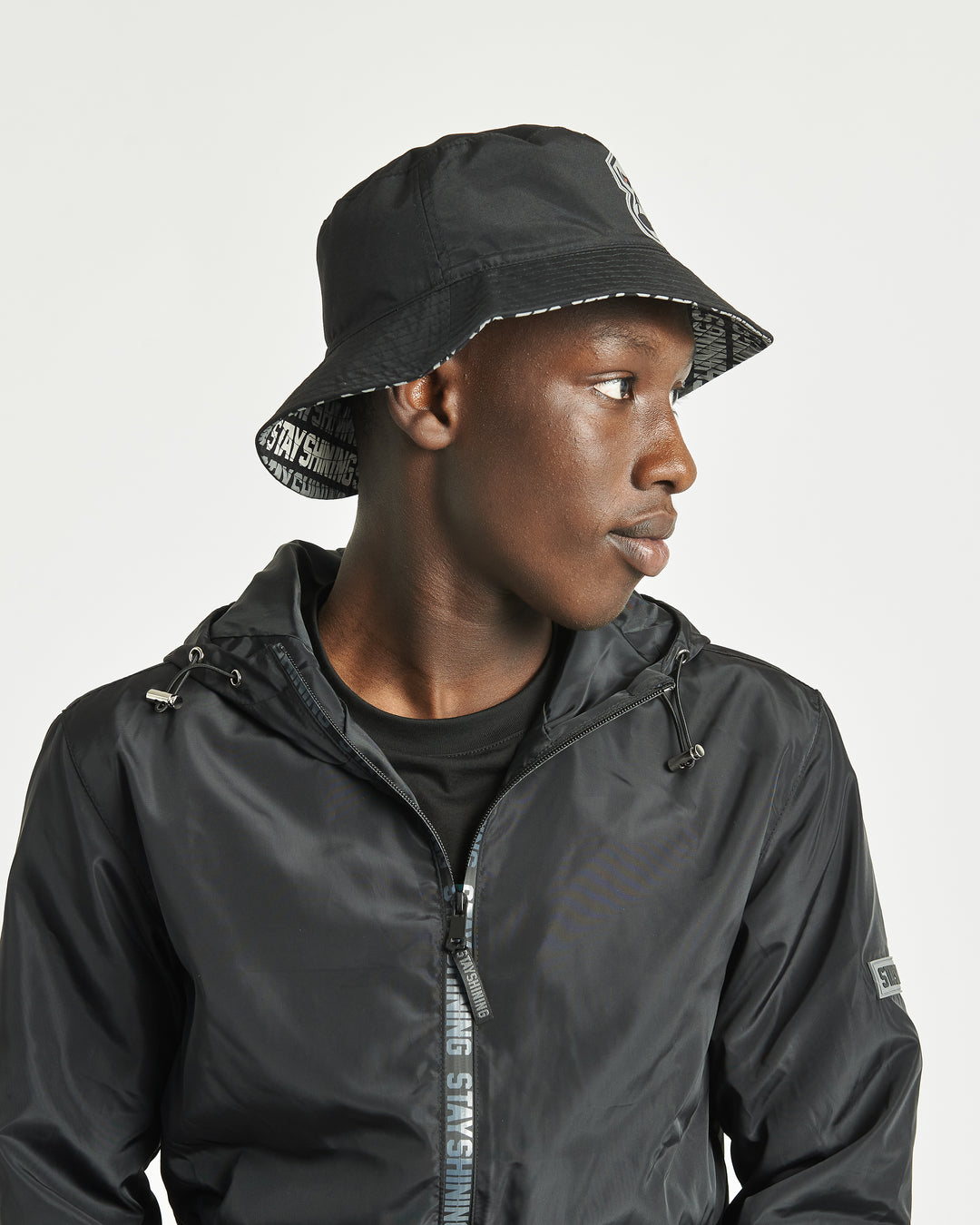 Obsidian black windbreaker