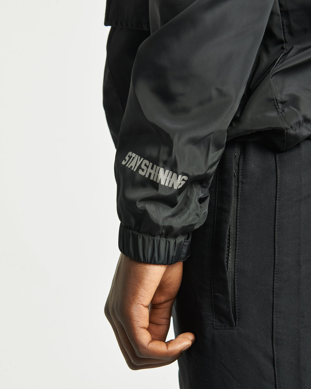 Obsidian black windbreaker